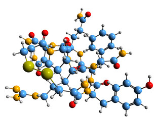 3D image of Vasopressin skeletal formula - molecular chemical structure of antidiuretic hormone isolated on white background