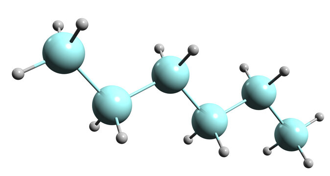  3D image of Hexasilane skeletal formula - molecular chemical structure of tetradecamethylhexasilane isolated on white background
