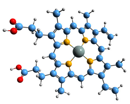  3D image of Heme B skeletal formula - molecular chemical structure of protoheme IX isolated on white background
