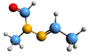 Obraz premium 3D image of Gyromitrin skeletal formula - molecular chemical structure of mycotoxin carcinogen isolated on white background 