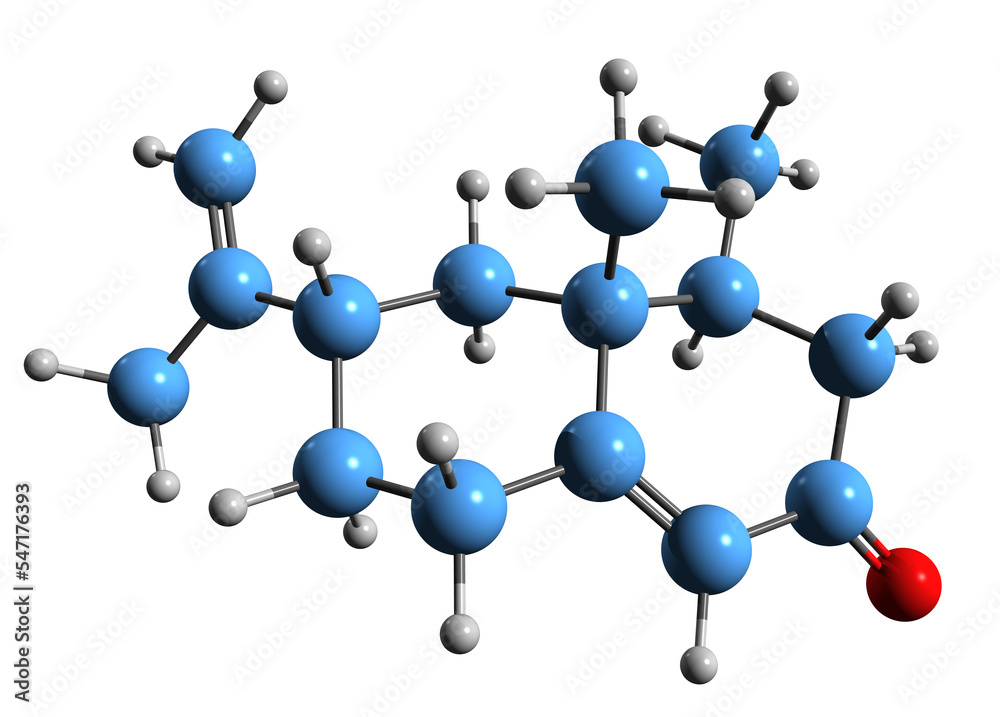 Wall mural 3d image of dihydronutcanone skeletal formula - molecular chemical structure of grapefruit phytochem