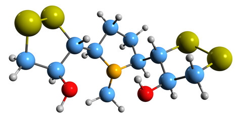 3D image of gerardine skeletal formula - molecular chemical structure of phytochemical isolated on white background
