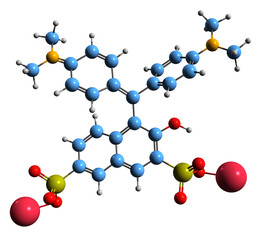  3D image of Green S skeletal formula - molecular chemical structure of lissamine green B isolated on white background
