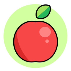 red apple with green leaves