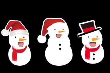 snowman with a scarf and hat on dark background.