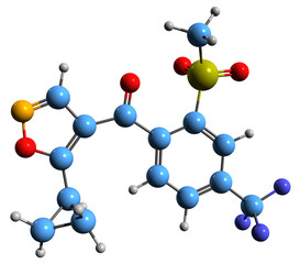 Obraz premium 3D image of Isoxaflutol skeletal formula - molecular chemical structure of systemic herbicide isolated on white background 