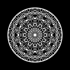 Mandala design template with black background
