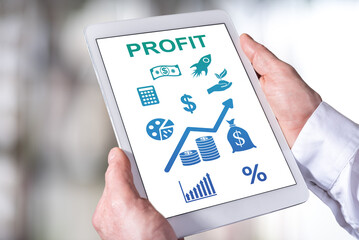 Profit concept on a tablet
