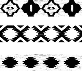 Ethnic Pattern with Grunge Elements. Abstract Seamless Pattern.