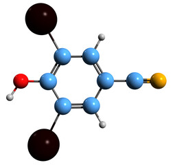 Obraz premium 3D image of Ioxynil skeletal formula - molecular chemical structure of xenobiotic isolated on white background 