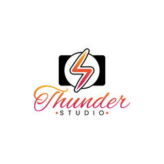 Thunder Studio abstract logo design, Thunderbolt, Camera, Photography, Videography