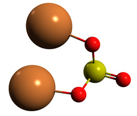 Obraz premium 3D image of Potassium sulfite skeletal formula - molecular chemical structure of inorganic compound isolated on white background 