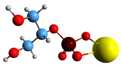  3D image of Calcium glycerylphosphate skeletal formula - molecular chemical structure of mineral supplement Е383 isolated on white background
