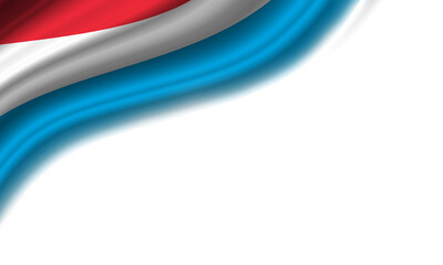 Wavy flag of Luxembourg against white background. 3d illustration