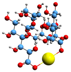 Obraz premium 3D image of calcium lactobionate skeletal formula - molecular chemical structure of Lactobionic acid calcium salt isolated on white background 
