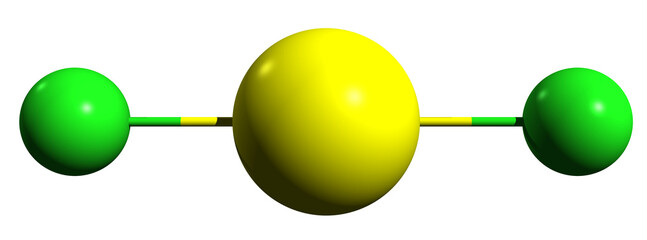  3D image of Calcium chloride skeletal formula - molecular chemical structure of calcium dichloride isolated on white background
