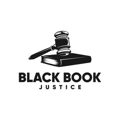 Black Book Justice Logo Inspiration, gavel