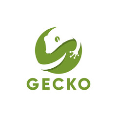 Gecko Negative Space logo inspiration, Green, Circle