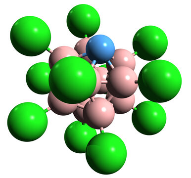  3D image of Carborane acid skeletal formula - molecular chemical structure of  superacid isolated on white background
