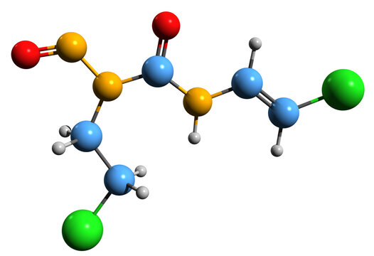  3D image of Carmustine skeletal formula - molecular chemical structure of  chemotherapy medication isolated on white background
