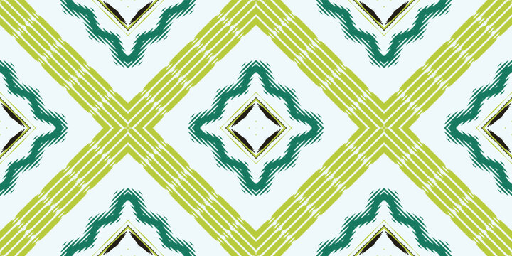 Ikkat or Ikat flower tribal chevron Seamless Pattern. Ethnic Geometric Batik Ikkat Digital vector textile Design for Prints Fabric saree Mughal brush symbol Swaths texture Kurti Kurtis Kurtas