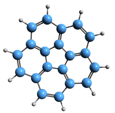  3D image of Corannulene skeletal formula - molecular chemical structure of Dibenzofluoranthene isolated on white background

 