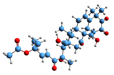  3D image of Cucurbitacin skeletal formula - molecular chemical structure of  triterpene isolated on white background
