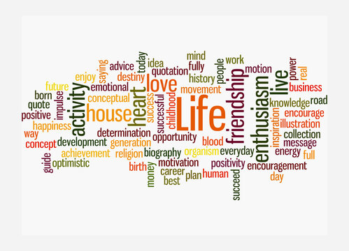Word Cloud with LIFE concept, isolated on a white background