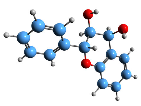  3D image of Leucoanthocyanidin skeletal formula - molecular chemical structure of flavan diol isolated on white background
