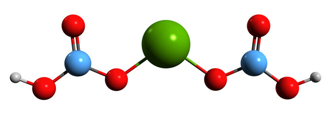 Obraz premium 3D image of Magnesium bicarbonate skeletal formula - molecular chemical structure of magnesium hydrogencarbonate isolated on white background