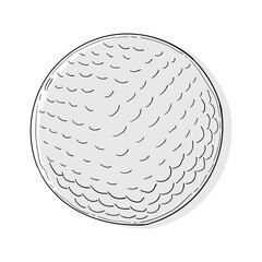 Hand drawn golf ball, golf ball sketch vector illustration. Hand-drawn in monochrome. Sport vector moments for tournament.