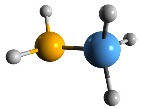  3D image of Methylamine skeletal formula - molecular chemical structure of Aminomethane isolated on white background
