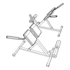 Modern exercise machine for the back and abs. Hyperextension simulator.