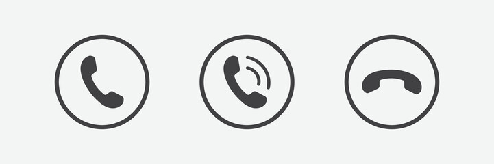 Set of phone receiver rounded icon. Phone icon flat style isolated on grey background. Telephone symbol. Call vector illustration designed for web and software interfaces. 