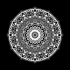 Mandala design template with black background
