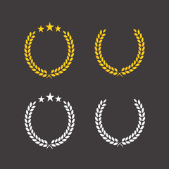 set of golden laurel wreaths