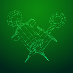 Medical syringe for injection. Wireframe vector illustration.