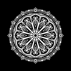 Mandala design template with black background
