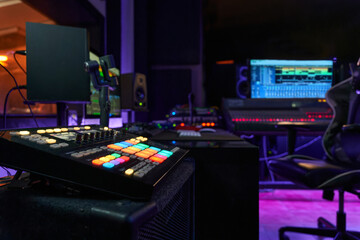 Modern recording studio with equipment