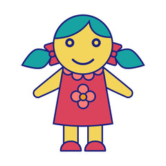 Toy Dolly Icon Flat Design Vector