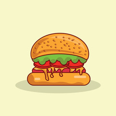 Vector illustration of delicious, fresh burger.