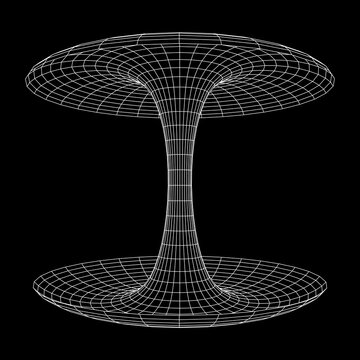 white wireframe wormhole on black background clip art preview