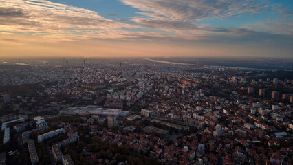 Naklejka premium Urban drone view Belgrade, Serbia.
