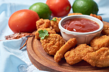 Hot and Spicy Mexican Boneless Chicken Wings with Ketchup