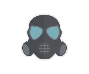 Mask with protective metal filters, respirator for protect toxic atmosphere logo design.  Protection army equipment from toxic and chemical danger for safety vector design and illustration.
