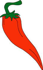 Chili pepper, hot red chilli pepper. Isolated design element.