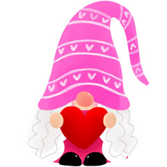 Cute sweet gnome love and heart clipart.