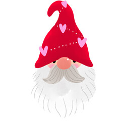 Cute sweet gnome love and heart clipart. - obrazy, fototapety, plakaty