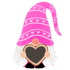 Cute sweet gnome love and heart clipart.