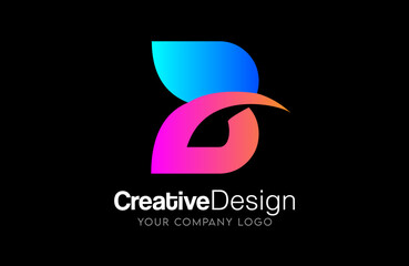 Business Letter B Logo Design in Blue and Purple Colors. Minimalist Creative and modern Icon Vector